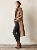 Women’s Light Brown Double-breasted Long Blended-fabric Coat ZMZ2294J4XT