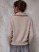 Women's Casual Single-Breasted Collar Color-Blocked Knit Cardigan ZMZ2210J2XT