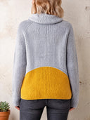 Women's Cowl Neck Colorblock Knit Cardigan With Asymmetric Button Front ZMZ2253J0YZH