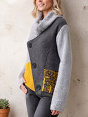 Women's Cowl Neck Colorblock Knit Cardigan With Asymmetric Button Front ZMZ2253J0YZH