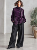 Women's Velvet Asymmetric Button Jacket With High Collar And Long Sleeves ZMZ2249J2YZH