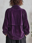 Women's Velvet Asymmetric Button Jacket With High Collar And Long Sleeves ZMZ2249J2YZH