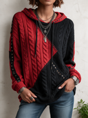 Women's Colorblock Cable-Knit Hooded Sweater With Grommet Stud Trim ZMZ2243J8YZH