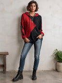 Women's Colorblock Cable-Knit Hooded Sweater With Grommet Stud Trim ZMZ2243J8YZH