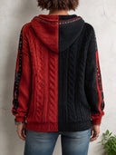 Women's Colorblock Cable-Knit Hooded Sweater With Grommet Stud Trim ZMZ2243J8YZH