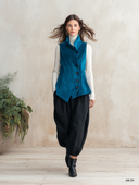 Women's Velvet Waistcoat With Asymmetric Hem And Stand Collar, Single-Breasted Sleeveless Vest ZMZ2204J9YZH
