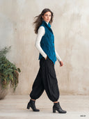 Women's Velvet Waistcoat With Asymmetric Hem And Stand Collar, Single-Breasted Sleeveless Vest ZMZ2204J9YZH
