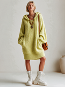 Women’s Classic Lime Green Long-Sleeve Hooded Knit Dress ZMZ2284J5SWL
