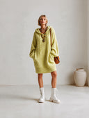 Women’s Classic Lime Green Long-Sleeve Hooded Knit Dress ZMZ2284J5SWL