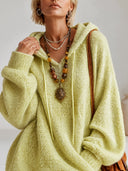 Women’s Classic Lime Green Long-Sleeve Hooded Knit Dress ZMZ2284J5SWL