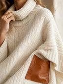 Women's Stylish High-neck, Three-quarter Sleeve Knitted Mini Dress ZMZ2233J8SWL
