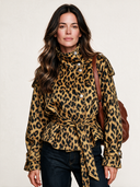 Women's Fashion Leopard Print Stand Collar Wool Blend Belt Jacket ZMZ2108J1SWL