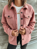 Women’s Vintage Casual Solid-Color Plush-Collar Single-Breasted Loose Warm Jacket ZMZ2374J9ZJY