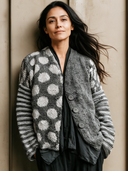 Women’s Vintage-style Casual Knitted Polka-dot Button-front Collarless Cardigan ZMZ2358J6ZJY