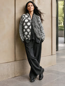 Women’s Vintage-style Casual Knitted Polka-dot Button-front Collarless Cardigan ZMZ2358J6ZJY