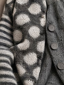 Women’s Vintage-style Casual Knitted Polka-dot Button-front Collarless Cardigan ZMZ2358J6ZJY