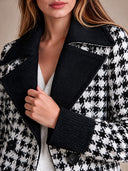 Women’s Vintage-Style Casual Houndstooth Double-Breasted Lapel Jacket ZMZ2313J3ZJY