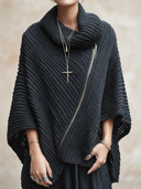 Women’s Vintage-Style Casual Knitted Zip-Up Pullover Sweater ZMZ2388J0ZJY
