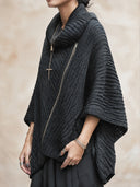 Women’s Vintage-Style Casual Knitted Zip-Up Pullover Sweater ZMZ2388J0ZJY
