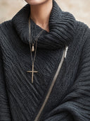 Women’s Vintage-Style Casual Knitted Zip-Up Pullover Sweater ZMZ2388J0ZJY