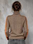 Women’s Brown Herringbone High-neck Sweater ZMZ2306J1XT