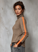 Women’s Brown Herringbone High-neck Sweater ZMZ2306J1XT