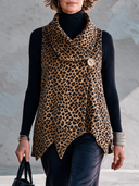 Women’s American Vintage Style Leopard Print Sleeveless Vest With Lapel Collar ZMZ2368J3ZYY