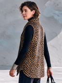 Women’s American Vintage Style Leopard Print Sleeveless Vest With Lapel Collar ZMZ2368J3ZYY