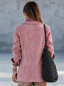 Women’s American Vintage Style Pink Suede-Look Jacket With Notched Lapel And Patch Pockets ZMZ2261J7ZYY