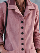 Women’s American Vintage Style Pink Suede-Look Jacket With Notched Lapel And Patch Pockets ZMZ2261J7ZYY