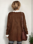 Women's Vintage Brown Lace-trimmed Buttonless Knit Cardigan ZMZ2325J6SWL