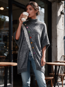 Women's light gray turtleneck lace-trimmed pullover sweater ZMZ2635J1XT