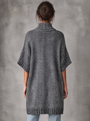 Women's light gray turtleneck lace-trimmed pullover sweater ZMZ2635J1XT