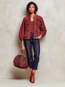 Women’s Vintage-Print Stand-Collar Puff-Sleeve Zip-Up Jacket ZMZ2683J8XT
