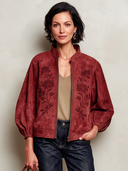Women’s Vintage-Print Stand-Collar Puff-Sleeve Zip-Up Jacket ZMZ2683J8XT