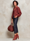 Women’s Vintage-Print Stand-Collar Puff-Sleeve Zip-Up Jacket ZMZ2683J8XT