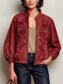 Women’s Vintage-Print Stand-Collar Puff-Sleeve Zip-Up Jacket ZMZ2683J8XT