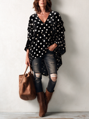 Women’s Vintage V-Neck Polka-Dot Velvet Top ZMZ2606J1SWL