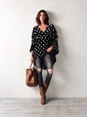 Women’s Vintage V-Neck Polka-Dot Velvet Top ZMZ2606J1SWL