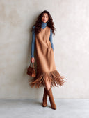 Women’s Vintage Herringbone Faux-Wool Sleeveless Tassel Dress ZMZ2661J1SWL