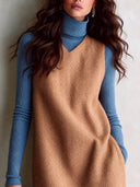 Women’s Vintage Herringbone Faux-Wool Sleeveless Tassel Dress ZMZ2661J1SWL