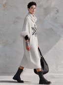 Women’s Vintage Casual Cowl Neck Knit Maxi Dress With Faux Fur Cuffs ZMZ2617J2ZYY