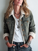 Women’s Vintage-Style Warm Faux-Shearling Lined Button-Up Jacket ZMZ2601J8SWL