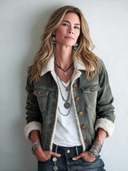 Women’s Vintage-Style Warm Faux-Shearling Lined Button-Up Jacket ZMZ2601J8SWL