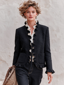 Women's Retro Textured Ruffled Hem Short Jacket ZMZ2676J1XT