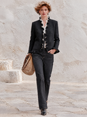 Women's Retro Textured Ruffled Hem Short Jacket ZMZ2676J1XT