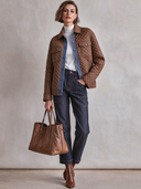 Women's Simple Quilted Denim Patchwork Collar Jacket ZMZ2698J1XT