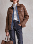 Women's Simple Quilted Denim Patchwork Collar Jacket ZMZ2698J1XT