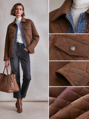 Women's Simple Quilted Denim Patchwork Collar Jacket ZMZ2698J1XT