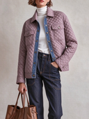 Women's Simple Quilted Denim Patchwork Collar Jacket ZMZ2698J1XT